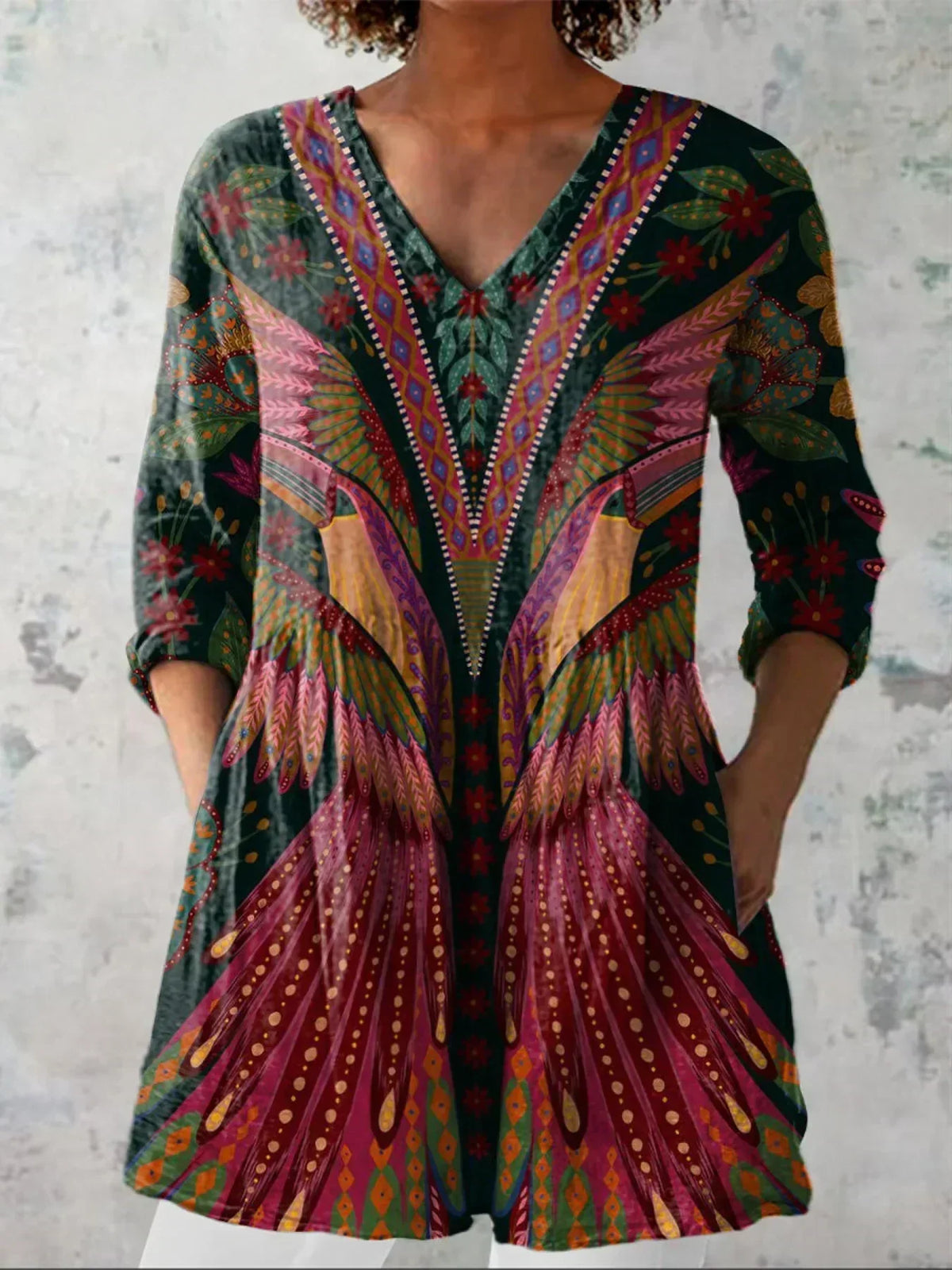 Ruby | Tropical Bird V-Neck Shirt