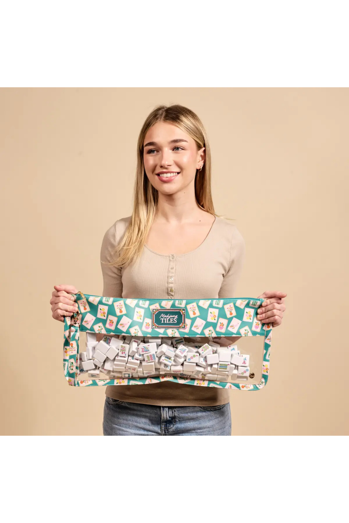 It's Mahj Time Mahjong Tile Keeper Pouch in Teal