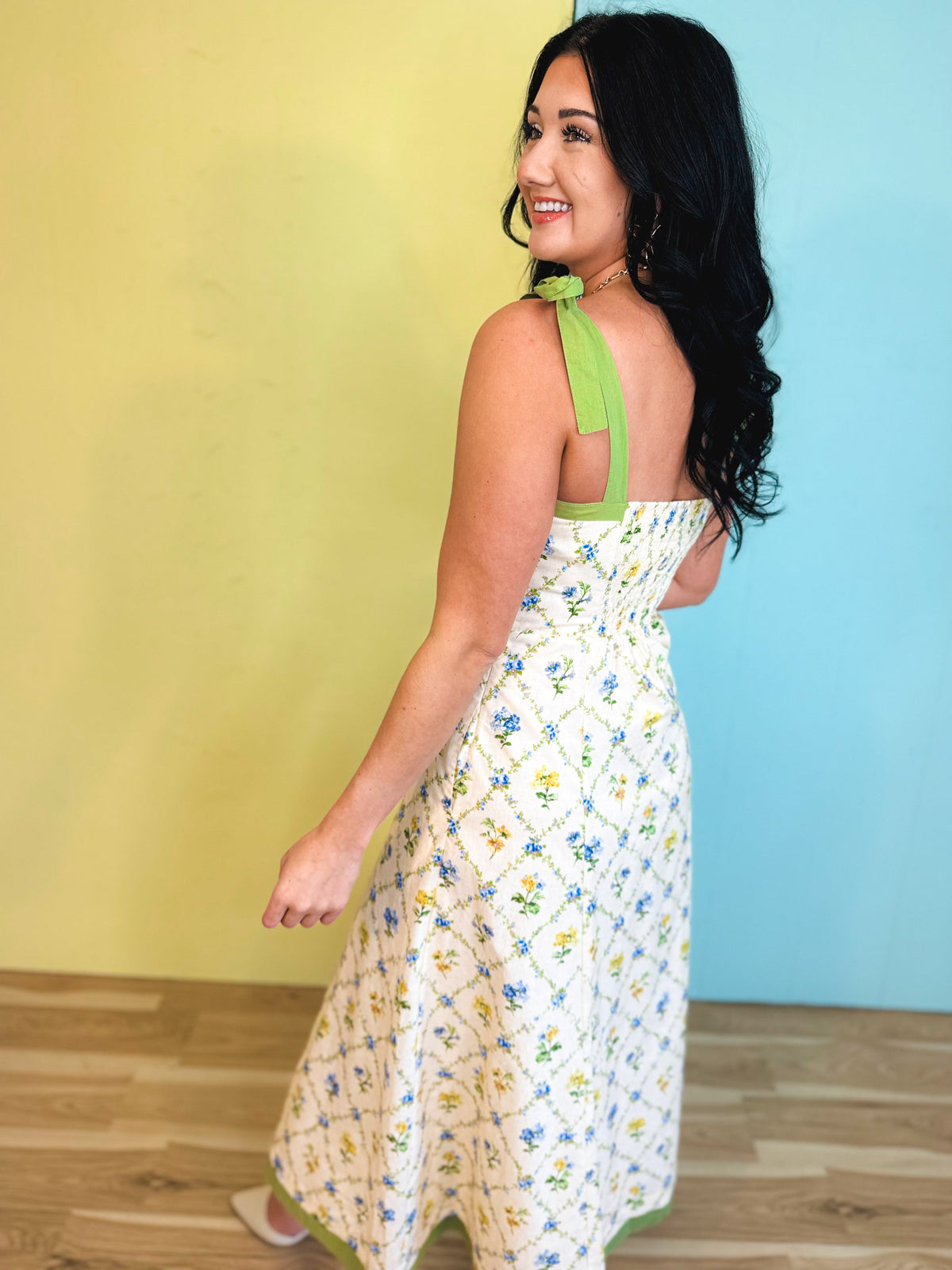 Contrast Tie Floral Maxi Dress - Wildflower