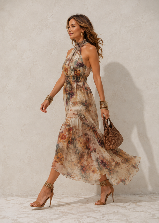 Ivy | Effortless Halter Neck Maxi Dress for Women