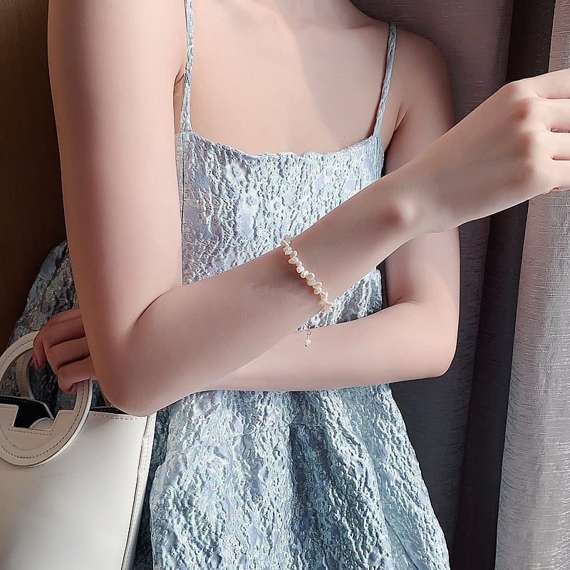 Baroque Pearl Bracelet with Gold-Tone Chain