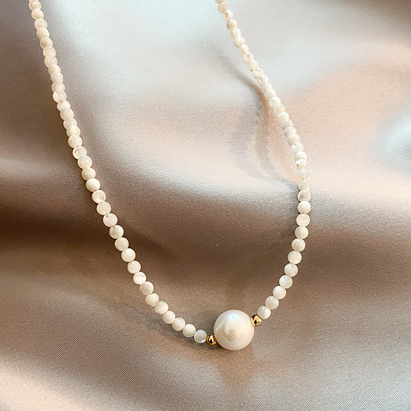 Graduated Pearl Necklace with Gold-Tone Spacer Beads