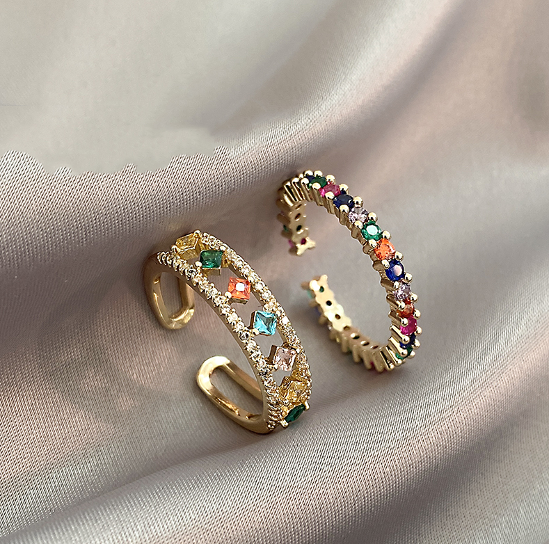 Multicolour Cubic Zirconia Hoop Earrings in Gold Tone