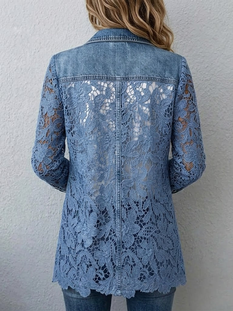 Lacinda | Women's Blazer Jacket with Floral Lace Paneling