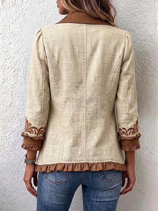 Dawncroft | Women's Vintage Bohemian Floral Ruffled Jacket