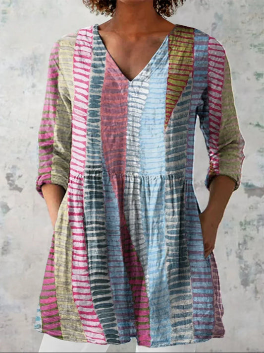 Eleanor | Colour Block Line V-Neck Shirt
