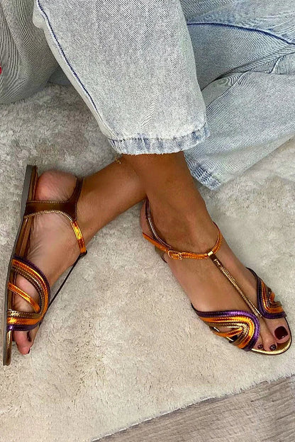 Gaia - Multicolour & Gold Peep-Toe Sandals