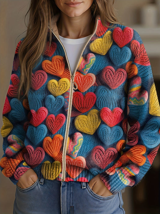 Valentine | Multicolour Hearts Textured Knit Pattern