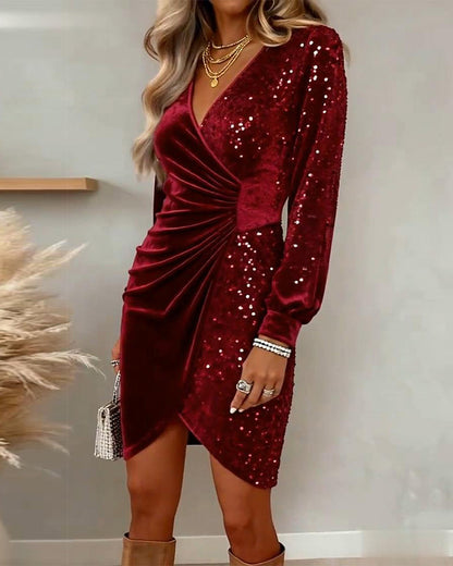 BRIAR | SHIMMERING V-NECK MIDI DRESS