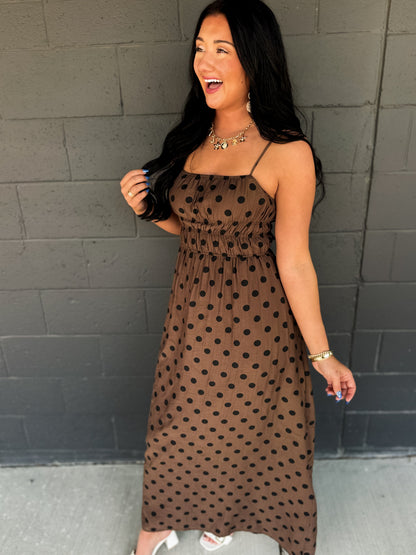 Everyday Muse Polka Dot Maxi Dress - Brown/Black