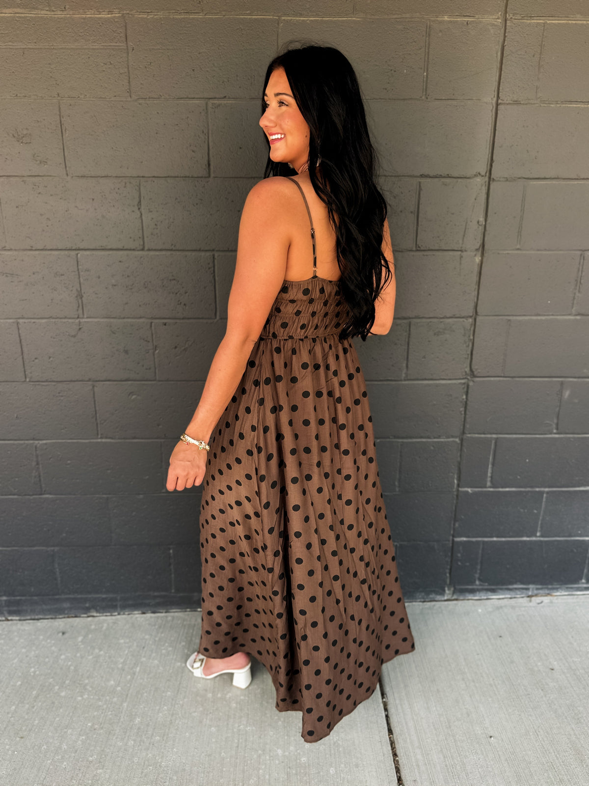 Everyday Muse Polka Dot Maxi Dress - Brown/Black