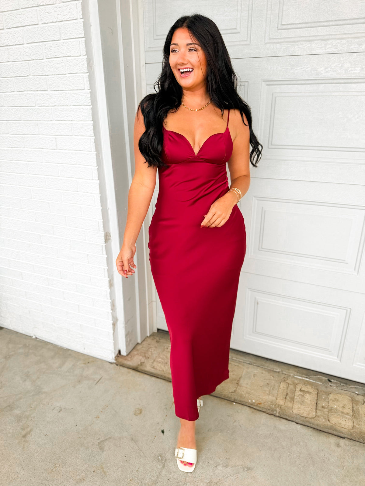 Satin Sweetheart Neck Slip Maxi Dress - Bossa Nova