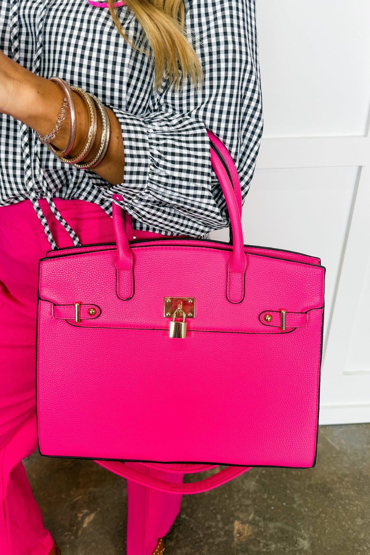 The Audrey Satchel Handbag in Fuchsia