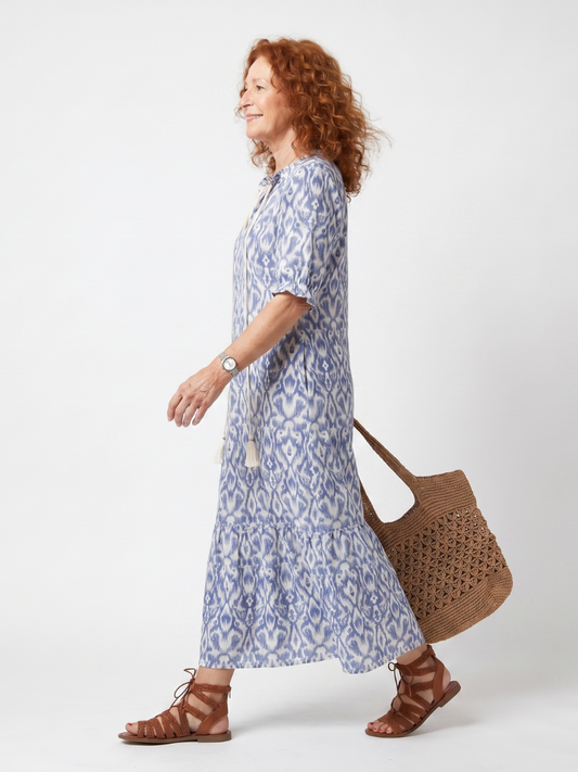 Ottoline | Tassel Tie Neck Printed Midi Dress