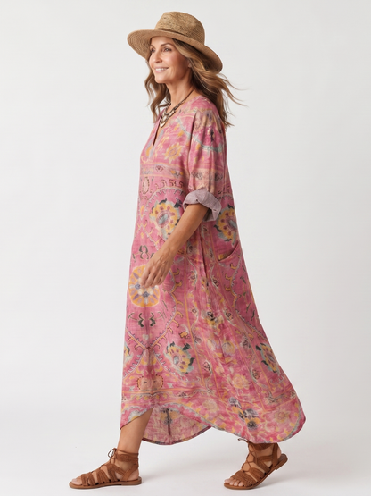 Tilda | Abstract Print Relaxed Pocket Midi Dress