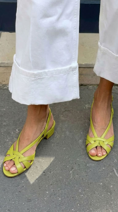 Tania - Nude Leather Slingback Sandals