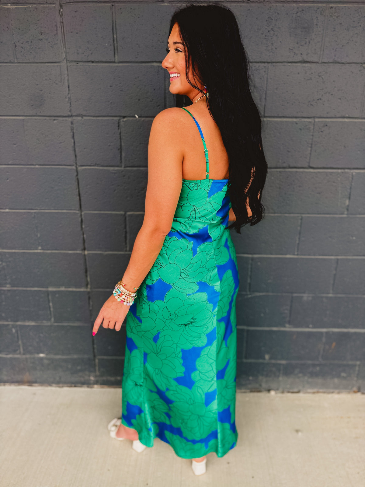 Floral Slip Maxi Dress - Blue/Green