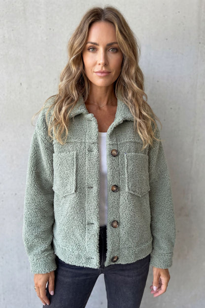 Floretta | Women's Textured Fleece Style Button-up Jacket