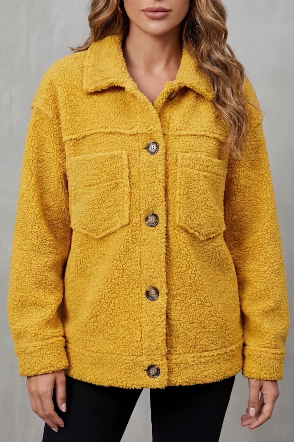 Floretta | Women's Textured Fleece Style Button-up Jacket