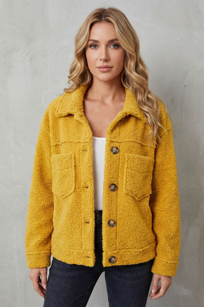 Floretta | Women's Textured Fleece Style Button-up Jacket