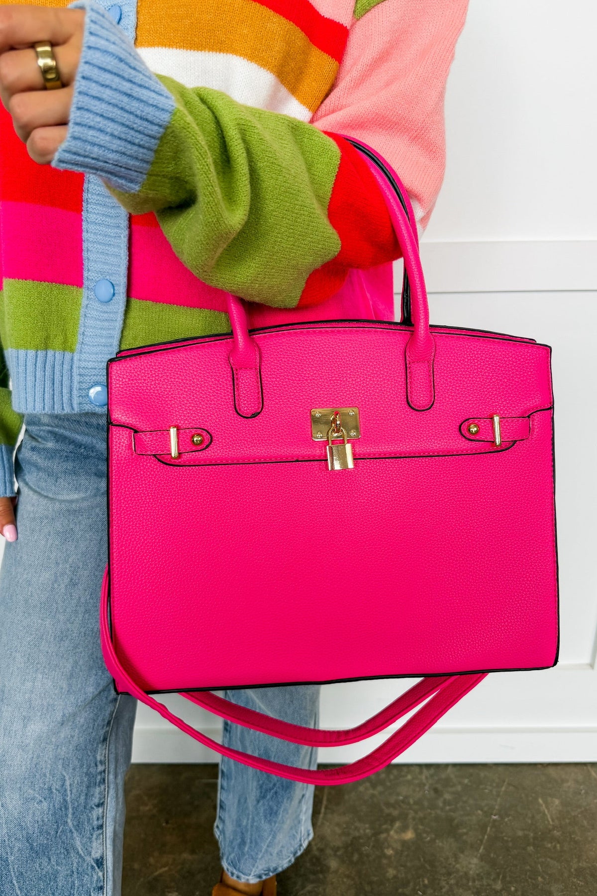The Audrey Satchel Handbag in Fuchsia