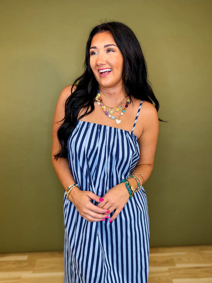 Striped Midi Dress - Blue/Navy