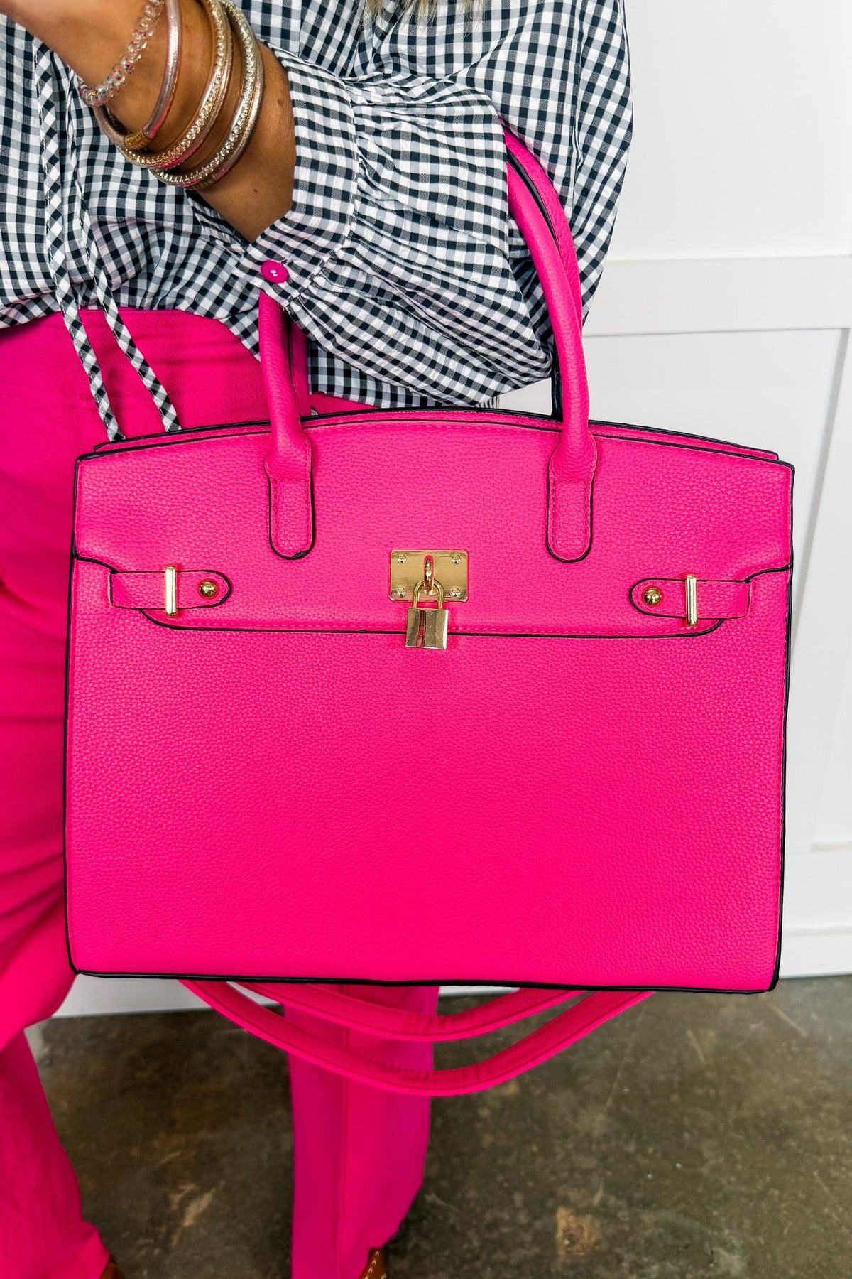 The Audrey Satchel Handbag in Fuchsia