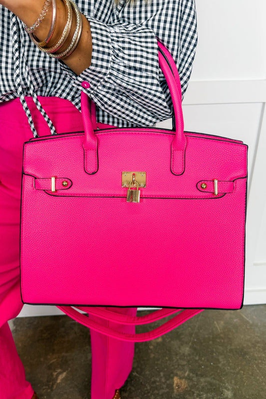 The Audrey Satchel Handbag in Fuchsia