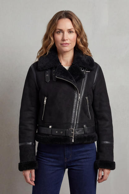 Albinette | Women's Double-sided Fleece Cropped Aviator Jacket
