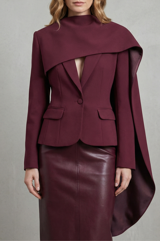 Avelina | Women's Draped Scarf-lapel Asymmetrical Blazer
