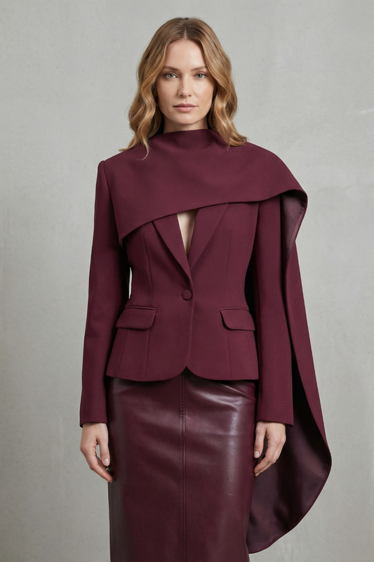 Avelina | Women's Draped Scarf-lapel Asymmetrical Blazer