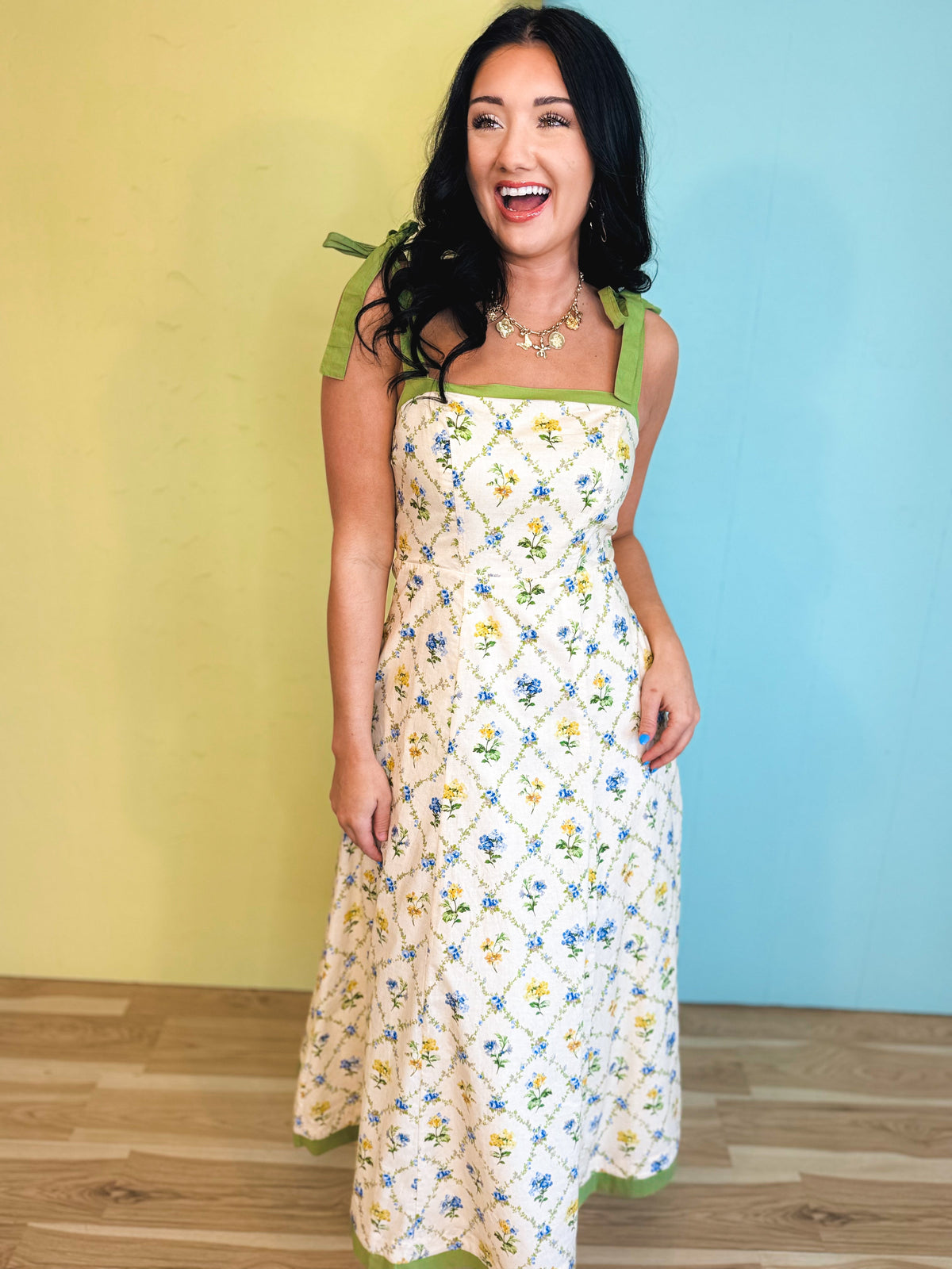 Contrast Tie Floral Maxi Dress - Wildflower