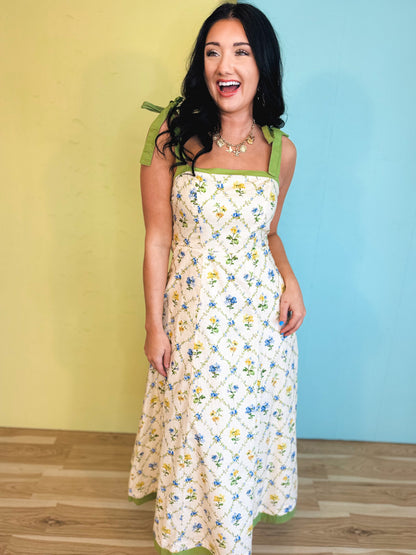Contrast Tie Floral Maxi Dress - Wildflower