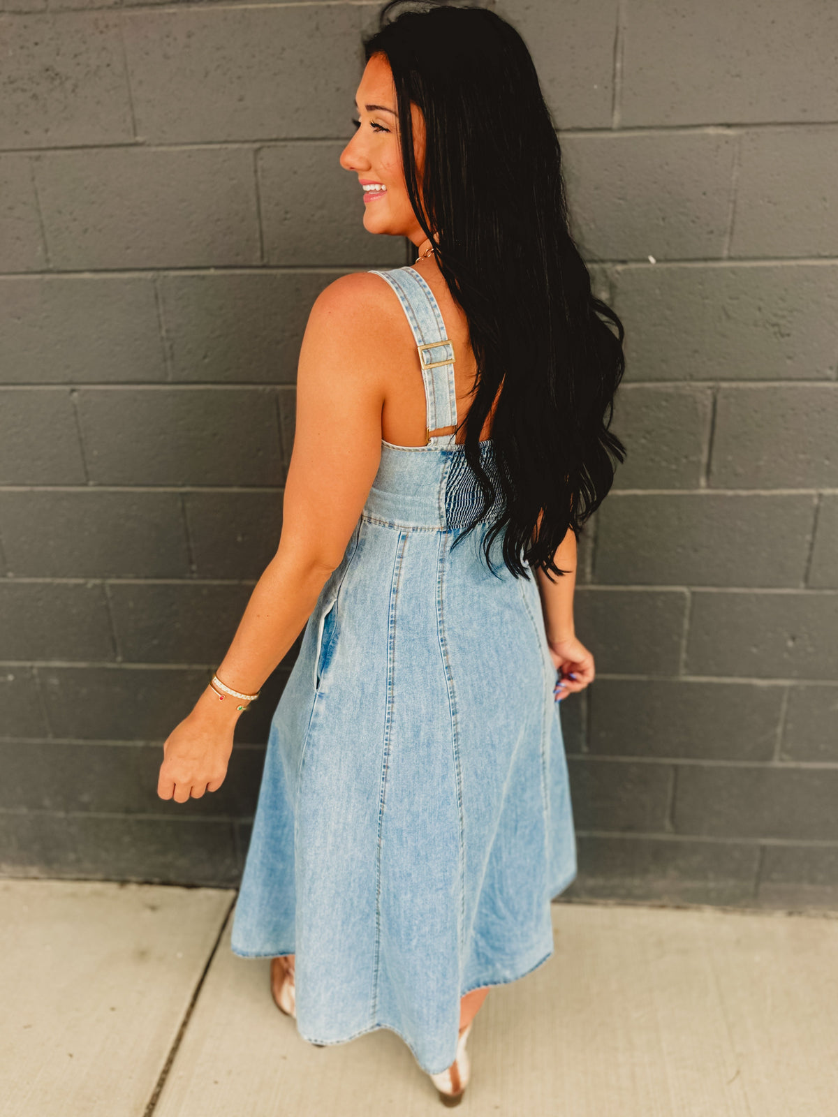 Denim Tank Midi Dress - Light Wash
