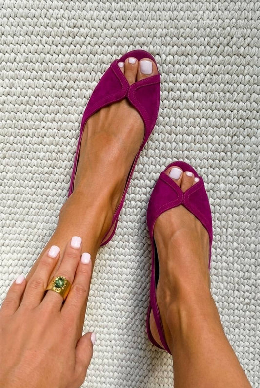 Imee - Chic Suede Open-Toe Slingback Sandals