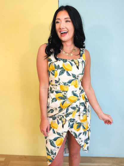 Vintage Lemonade Tulip Hem Midi Wrap Dress