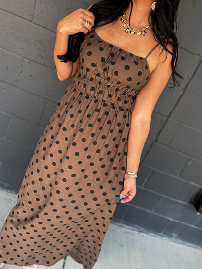Everyday Muse Polka Dot Maxi Dress - Brown/Black