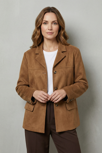 Giulietta | Women's Structured Shoulders Suede Blazer