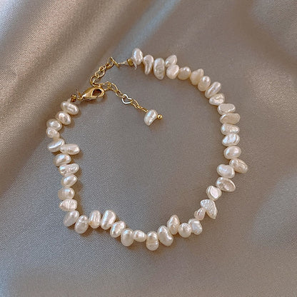 Baroque Pearl Bracelet with Gold-Tone Chain