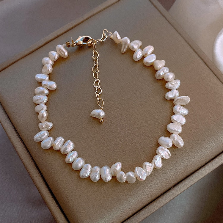 Baroque Pearl Bracelet with Gold-Tone Chain