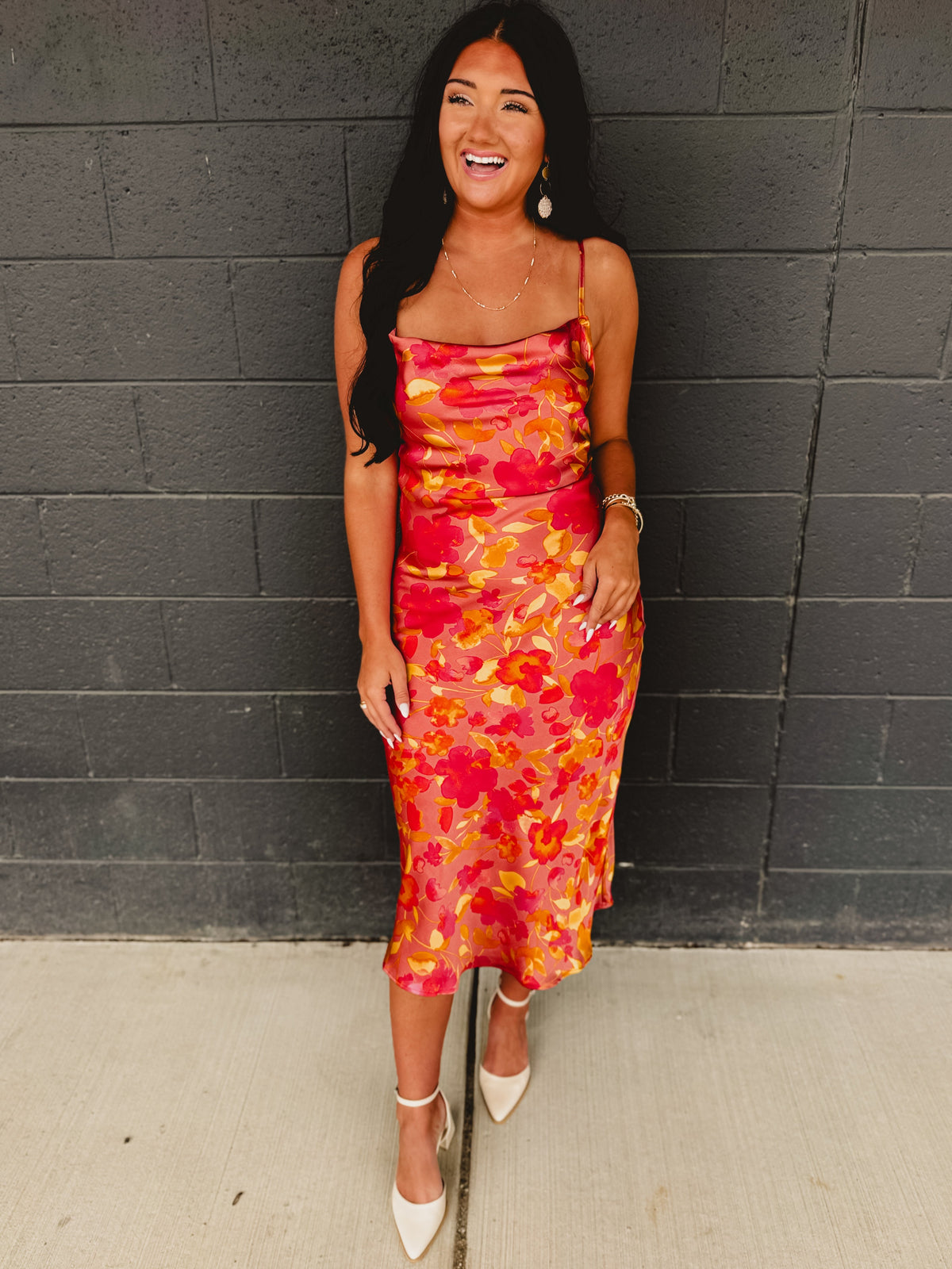 Sunset Petal Criss Cross Midi Dress - Sunset Garden