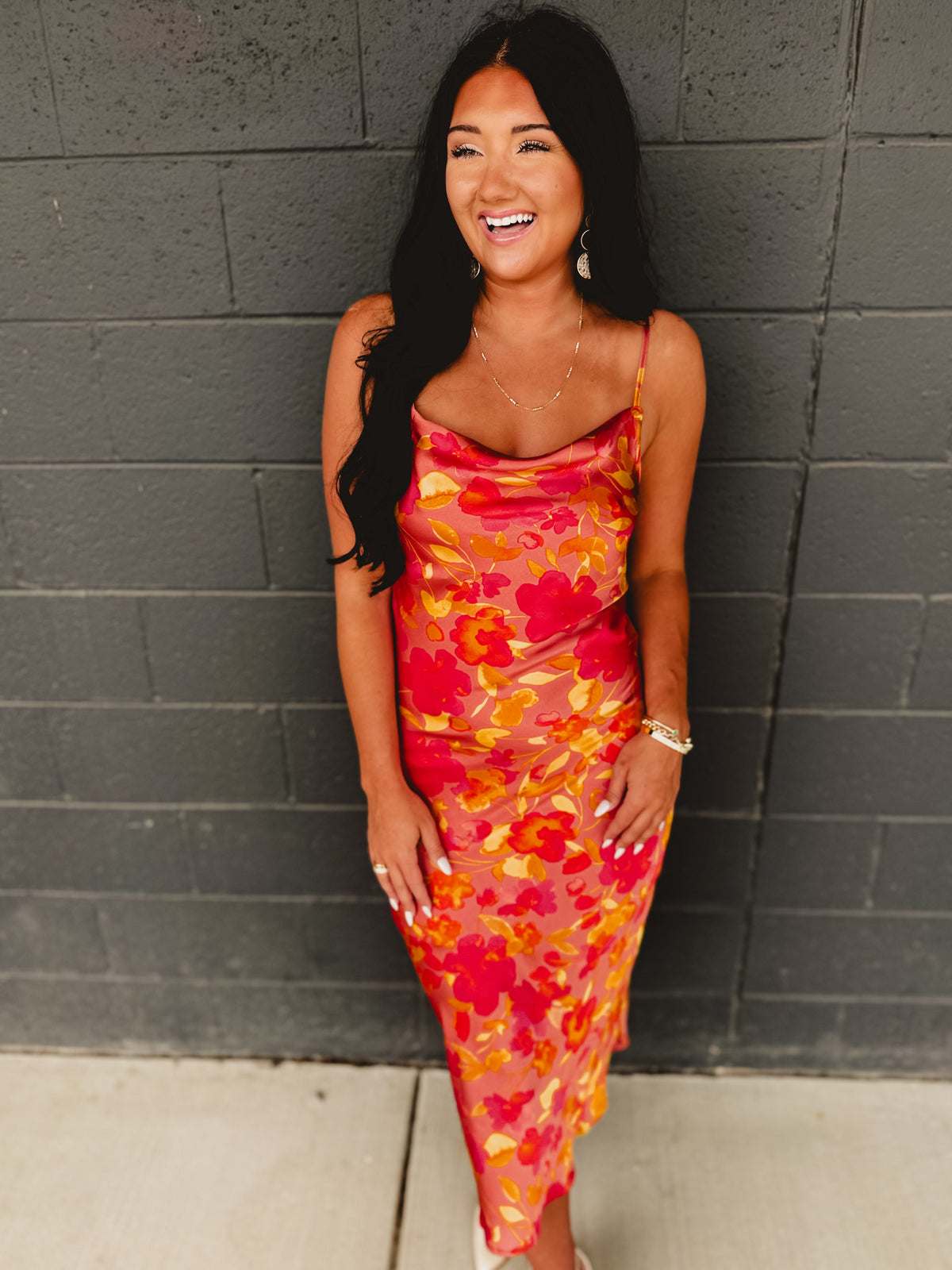 Sunset Petal Criss Cross Midi Dress - Sunset Garden