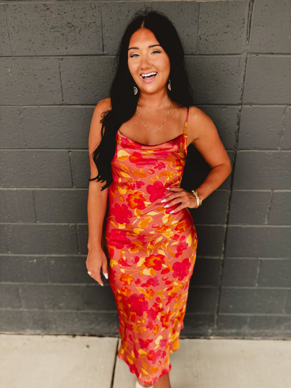Sunset Petal Criss Cross Midi Dress - Sunset Garden