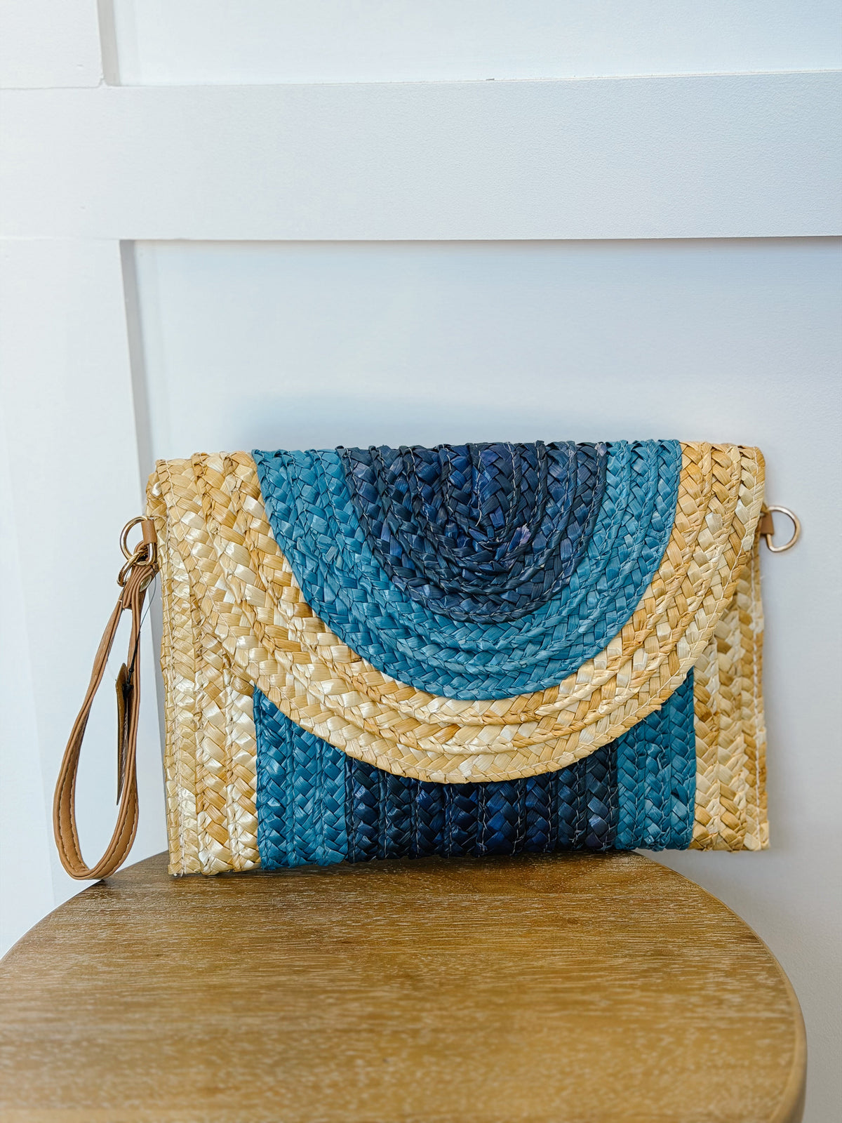 Sunset Escape Raffia Convertible Bag in Blue