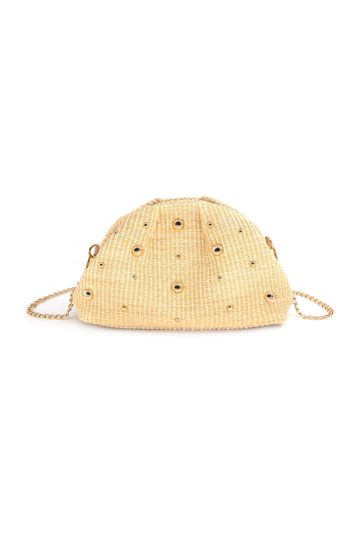 The Isabella Studded Straw Convertible Clutch Crossbody