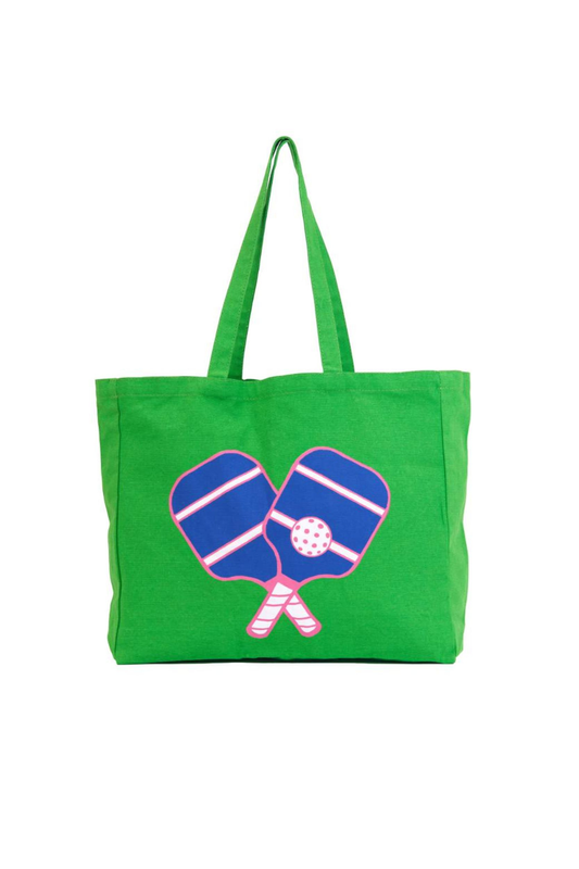 Green Pickleball Canvas Tote Bag