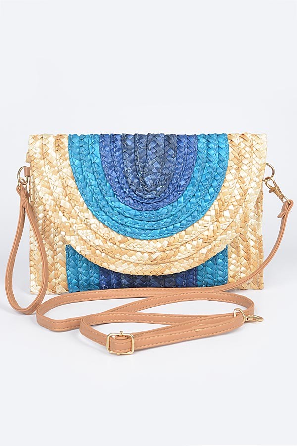 Sunset Escape Raffia Convertible Bag in Blue