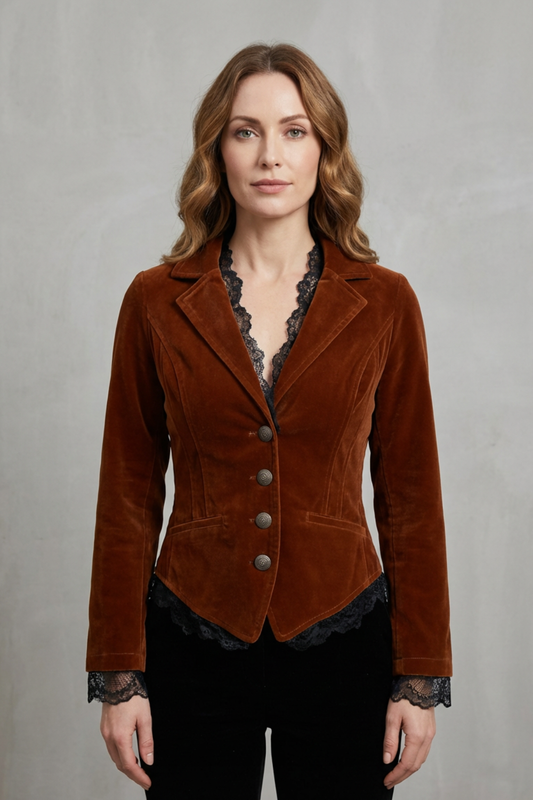 Valdrienne | Women's Tailored Lace Accent Velvet Blazer