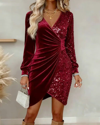 BRIAR | SHIMMERING V-NECK MIDI DRESS