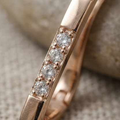 Two-Tone Channel-Set Cubic Zirconia Hoop Earrings in Rose Gold Tone